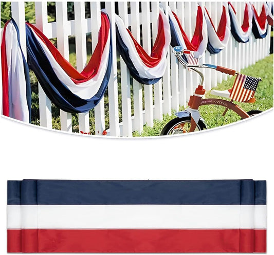 Skiennix 20Ft Patriotic US Flag Bunting - Red, White & Blue Stripe Banner for 4th of July & Memorial Day Celebrations