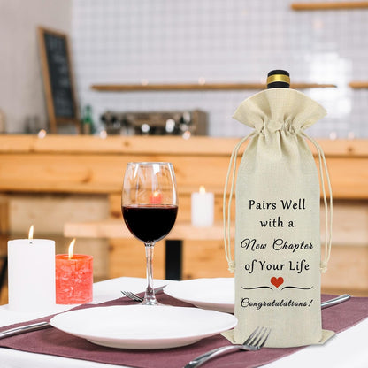 New Job Gifts Wine Bag for Women Men Pairs Well With a New Chapter of Your Life Coworker Leaving Gift Congratulation Engagement Retirement New Beginning Gift New Job Gifts for Colleague Boss Friends