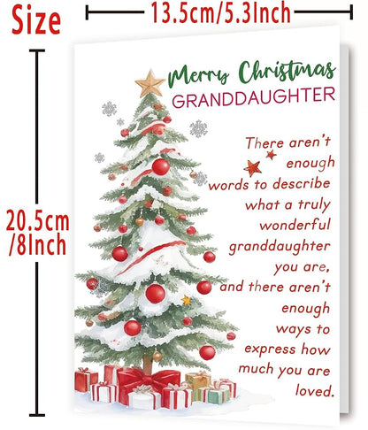 OJsensai Funny Christmas Card for Granddaughter - 8x5.3in, Recycled Linen Card with Envelope (Variation: OJ 972)
