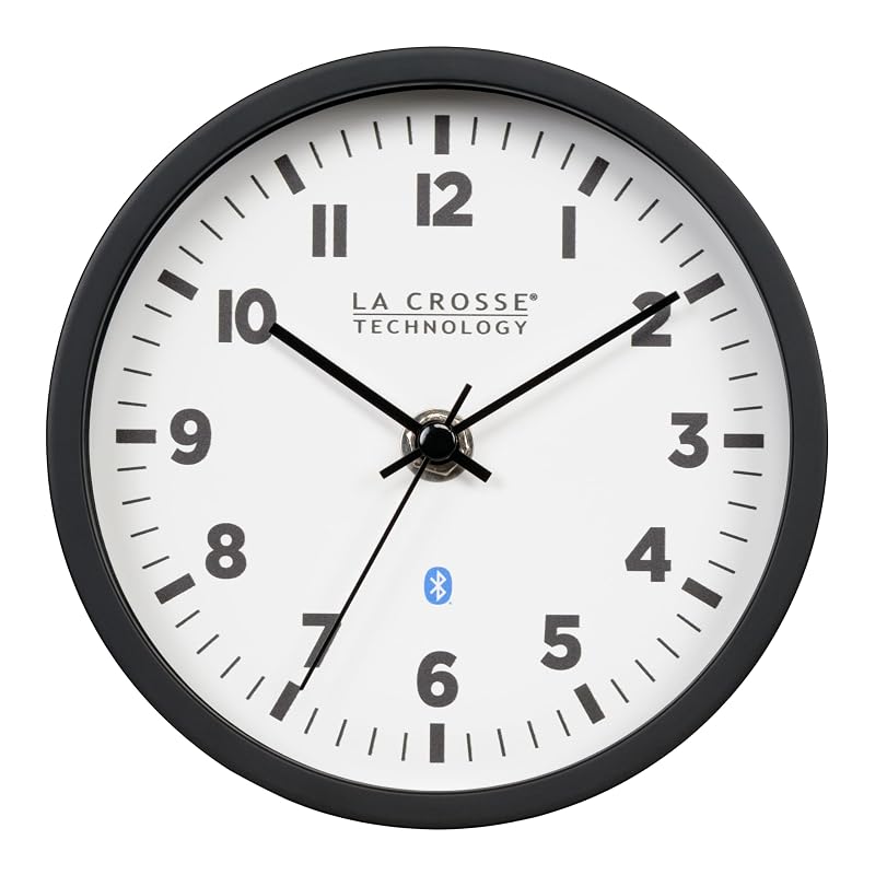 Insta-Set Bluetooth Desk/Wall Clock - 6-Inch, Analog Time Sync with DST