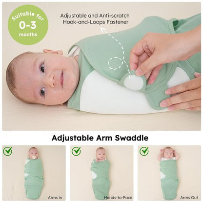 FILLEEP Baby Swaddle for Newborns - 100% Cotton 3 Pack Swaddle Sack for 0-3 Months, Baby Girl & Boy, Breathable Soft Preemie