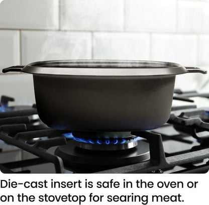 Chefman 6-Quart Slow Cooker - Electric Cooking with Removable Insert for Family-Size Soups & Stews