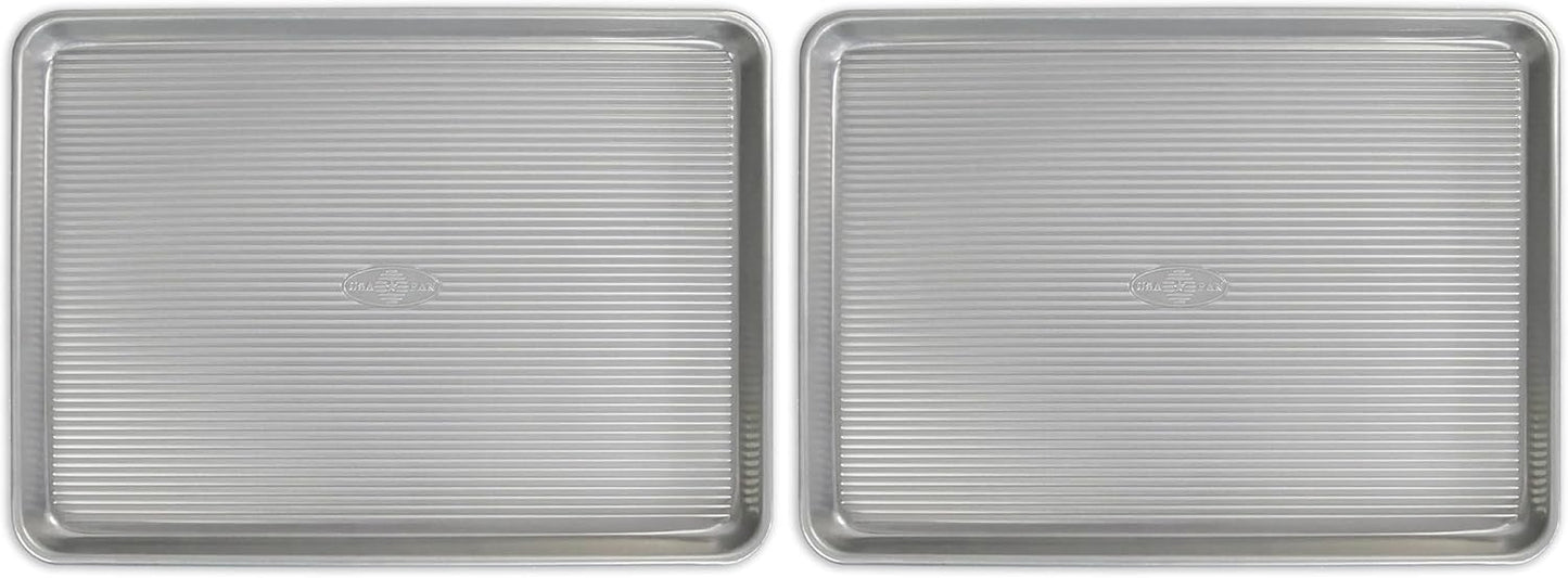 USA Pan Bakeware Nonstick Half Sheet Pan - Durable Aluminized Steel | Set of 2 Baking Sheets