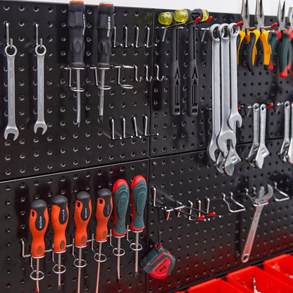 Ultrawall Pegboard Wall Organizer - Black Metal Storage System with Hooks & Bins | 59-Piece Set