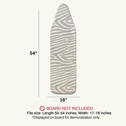 UniSimp Ironing Board Cover and Pad 18"x54" Extra Thick Natural Cotton, Scorch and Stain Resistant Iron Board Cover, Extra Large Iron Board Cover with Fasteners Heavy Duty Heatproof Elastic Edge Zebra