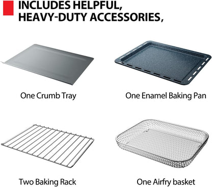 TOSHIBA ChefFry Air Fryer Toaster Oven - 12-in-1 Convection Oven with 34QT Capacity & Dual-Temp Tech