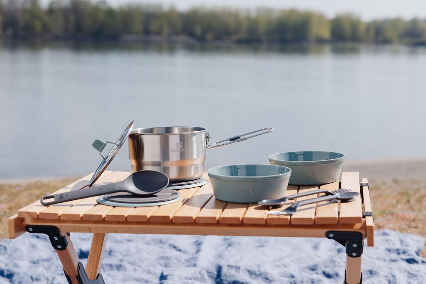 Stanley Wildfare Go 14-Piece Stainless Steel Prep & Cook Set - BPA-Free Camping Kitchen Essentials | Includes 1.65 qt Saucepan, Bowls, Utensils, Cutting Board