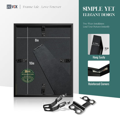 VCK 8x10 Picture Frame - High-End Aluminum Metal with Tempered Glass | Displays 5x7 or 8x10 Photos
