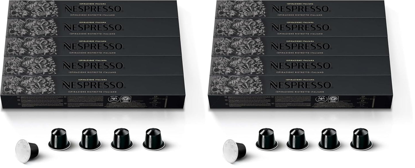 Nespresso Ristretto Intenso Capsules - Dark Roast Coffee Pods | 50 Count (Pack of 2)