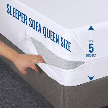 Utopia Bedding Mattress Protector Zippered Sleeper Sofa Queen Size, 100% Waterproof Bed Bug and Dust Mite Proof Mattress Encasement, Absorbent 6 Sided Mattress Cover