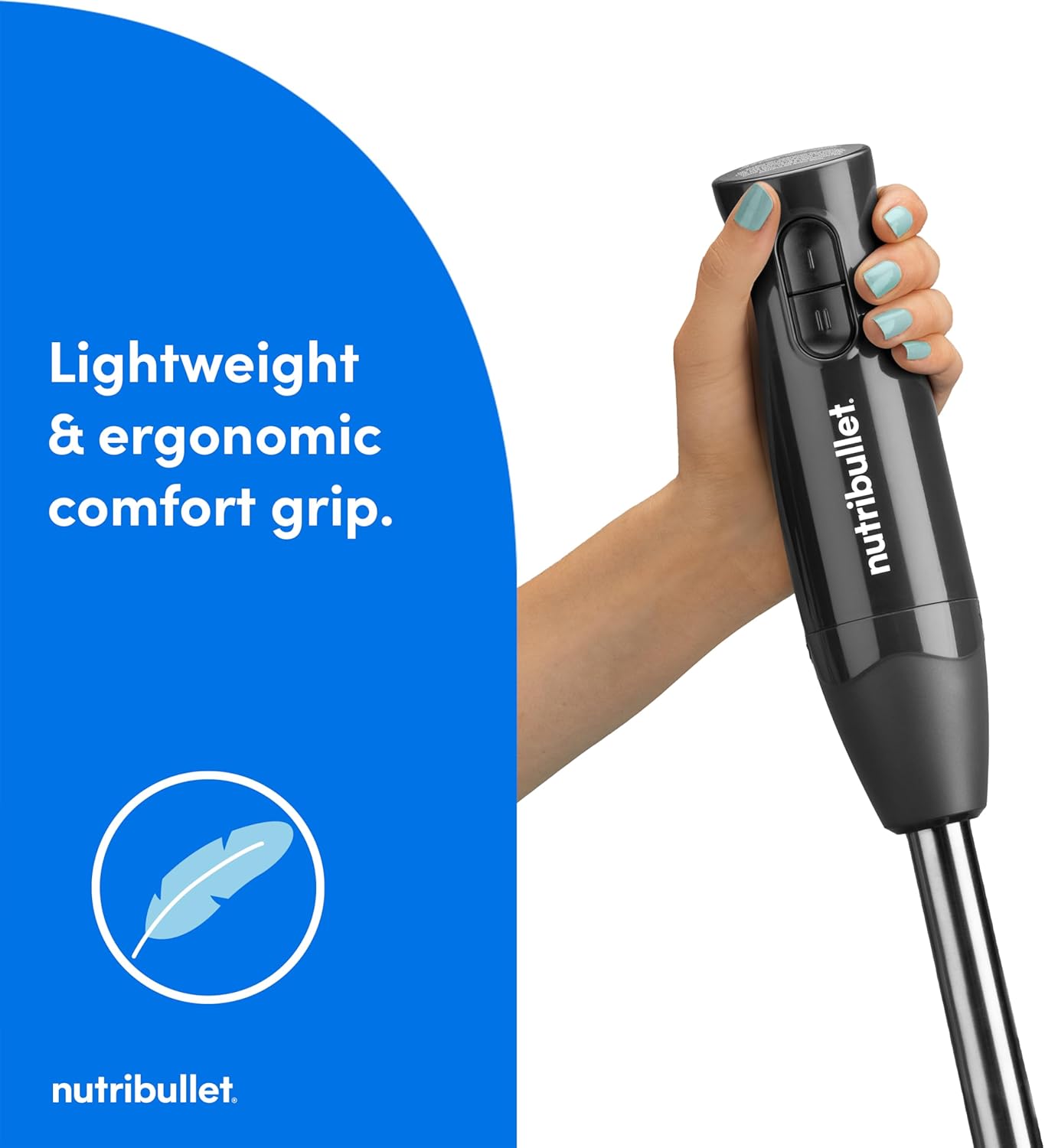 Nutribullet Lite Immersion Blender - Compact Dark Gray Design for Effortless Blending