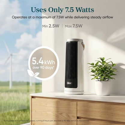LEVOIT Bladeless Tower Fan - 20dB Quiet Operation, 4-Speed Oscillation, Portable Design, White