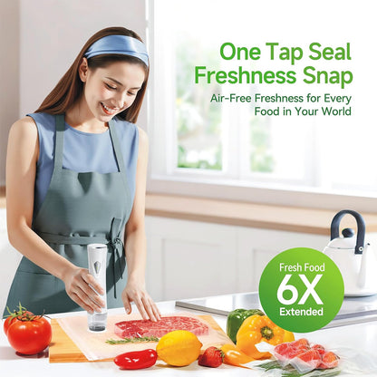 Premium Handheld Vacuum Sealer by [Brand Name] - Powerful Food Sealer with 35 Reusable Sous Vide Bags | Keeps Food Fresh 6X Longer