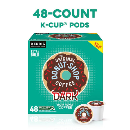 Original Donut Shop Coffee - Dark Roast K-Cup Pods | 48 Count Single Serve Coffee Pods