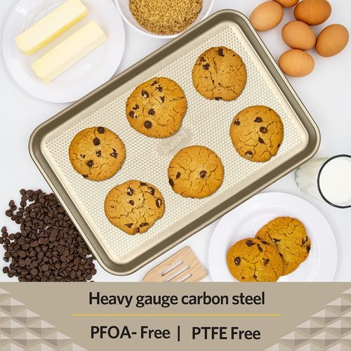 Glad Premium Nonstick Cookie Sheet - Heavy-Duty Baking Pan with Raised Diamond Texture, Medium Size