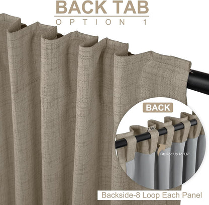 Skiennix 100% Blackout Linen Curtains - Thermal Insulated Drapes, 50" W x 102" L, 2 Panels Set