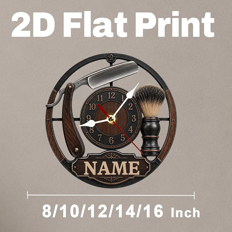Personalized Barber Wall Clock - Custom Name Barbershop Clock (Variation: Barber Clock 1)