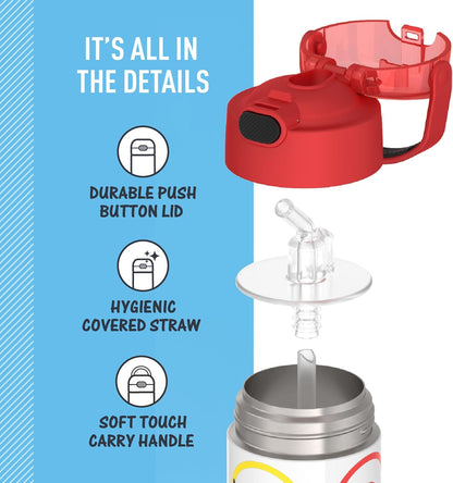 THERMOS FUNTAINER Water Bottle - 12 Ounce Kids Stainless Steel Vacuum Insulated with Straw | Pokémon Design