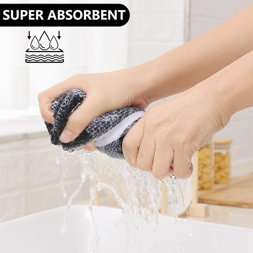 Homaxy Cotton Waffle Weave Kitchen Towels - Super Soft & Absorbent, 13 x 28 Inches | 4-Pack in White & Black