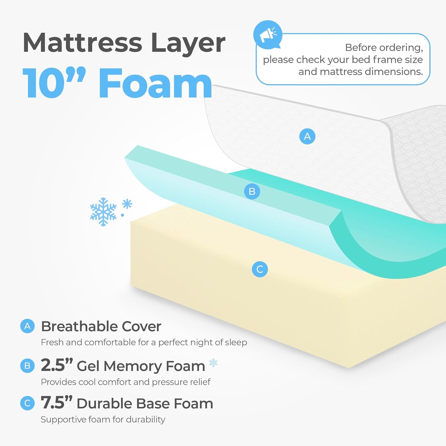 Neo Sleep King Cooling Gel Memory Foam Mattress - Medium Firm Pressure Relief | CertiPUR-US Certified, 10 Inch