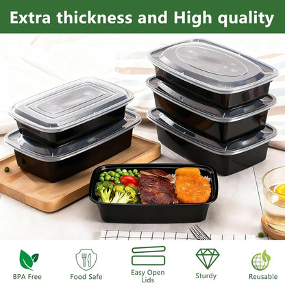 Skiennix 10-Pack 35oz Meal Prep Containers - Disposable Food Storage with Lids, Microwave & Dishwasher Safe