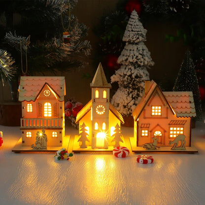 BESPORTBLE Wooden Christmas Village Houses Set - LED Mini Houses for Rustic Holiday Decor | 2025 Tabletop Accent