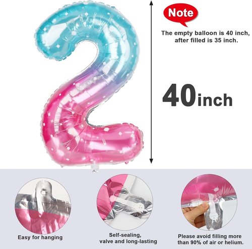 2 Numbers Balloon - 40 Inch Pink & Purple - Perfect for Birthday, Graduation, or Baby Shower Celebrations