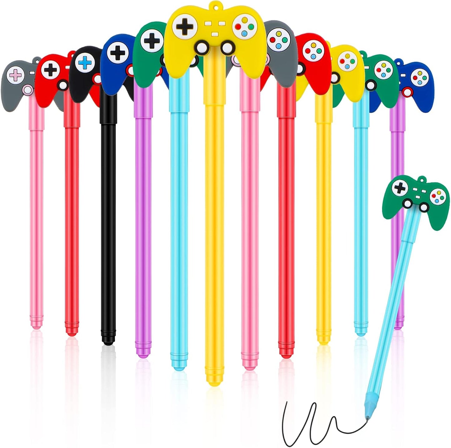 Tinlade 24 Pcs Video Game Pens - Gamer Party Favors for Themed Birthdays | Multicolor Controller Ink Pens