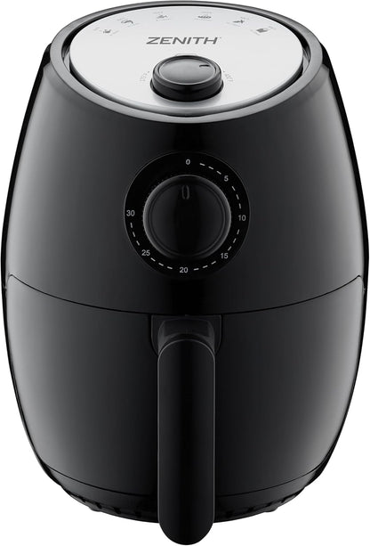 Zenith AirMax Compact Air Fryer - Healthy Cooking with Adjustable Temperature Control, 2.1 Qt, Black