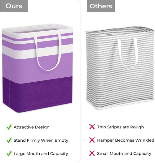 HomeHacks Large Waterproof Laundry Baskets - Collapsible Hampers with Reinforced Handles | 125L, Purple, 2 Pack