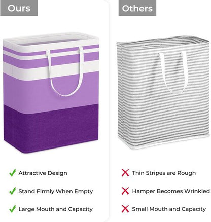 HomeHacks Large Waterproof Laundry Baskets - Collapsible Hampers with Reinforced Handles | 125L, Purple, 2 Pack