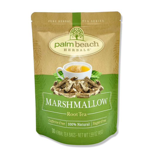 Marshmallow Root Tea by Palm Beach Herbals, 30 Count Tea Bags, Caffeine-Free | Pure Herbal Tea Series