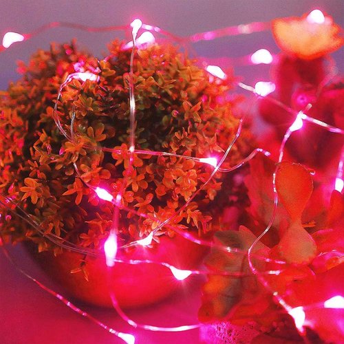 Ariceleo LED Fairy Lights - Battery Operated Copper Wire String Lights | 5m/16ft Red for Bedroom, Weddings & Parties