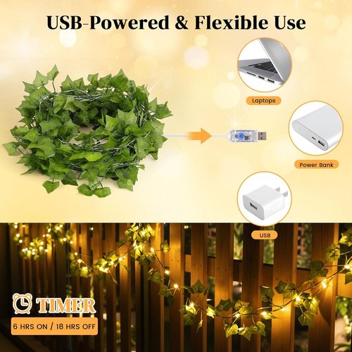 DomeStar 40Ft LED Fairy Lights with Vines - Remote-Controlled Indoor/Outdoor Decor for Parties & Weddings