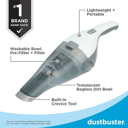 BLACK+DECKER Cordless Handheld Vacuum - Powerful Portable Car Vacuum with Strong Suction | QuickClean, Rechargeable