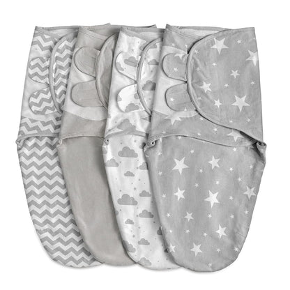 Skiennix Organic Baby Swaddle Sleep Sacks - 4-Pack Adjustable Wraps for Newborns, 100% Cotton, Soft & Snug, 0-3 Months