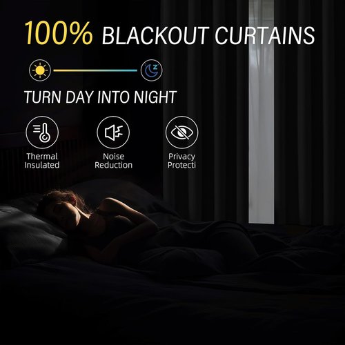 ChrisDowa Blackout Curtains - 100% Solid Birch | Thermal Insulated, Soundproof, 63" Long, 2 Panels