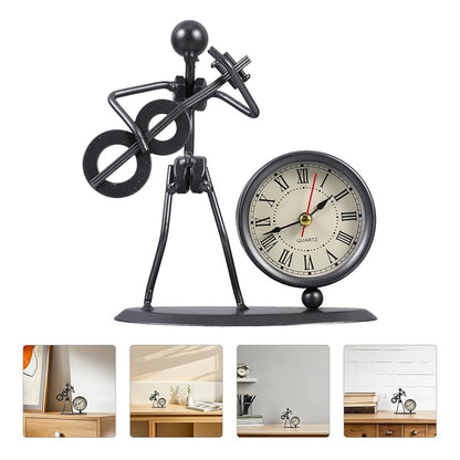 Vintage Iron Desk Clock - Retro Music Guitar Table Clock