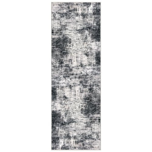 IOHOUZE Abstract Runner Rug 2x6 Ft Washable Runners for Hallways, Non Slip Kitchen Runner Printed Faux Wool Entryway Runner Indoor, Modern Abstract Floor Carpet for Hall Kitchen Bedroom, Black Gey