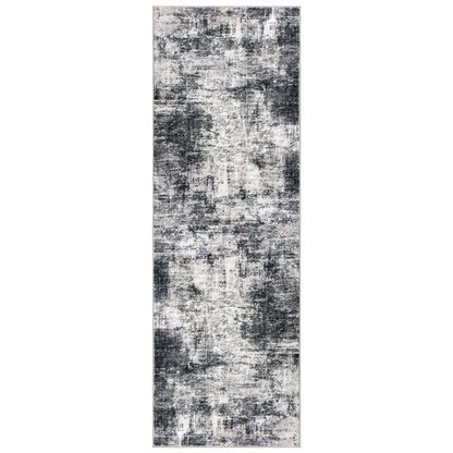 IOHOUZE Abstract Runner Rug 2x6 Ft Washable Runners for Hallways, Non Slip Kitchen Runner Printed Faux Wool Entryway Runner Indoor, Modern Abstract Floor Carpet for Hall Kitchen Bedroom, Black Gey