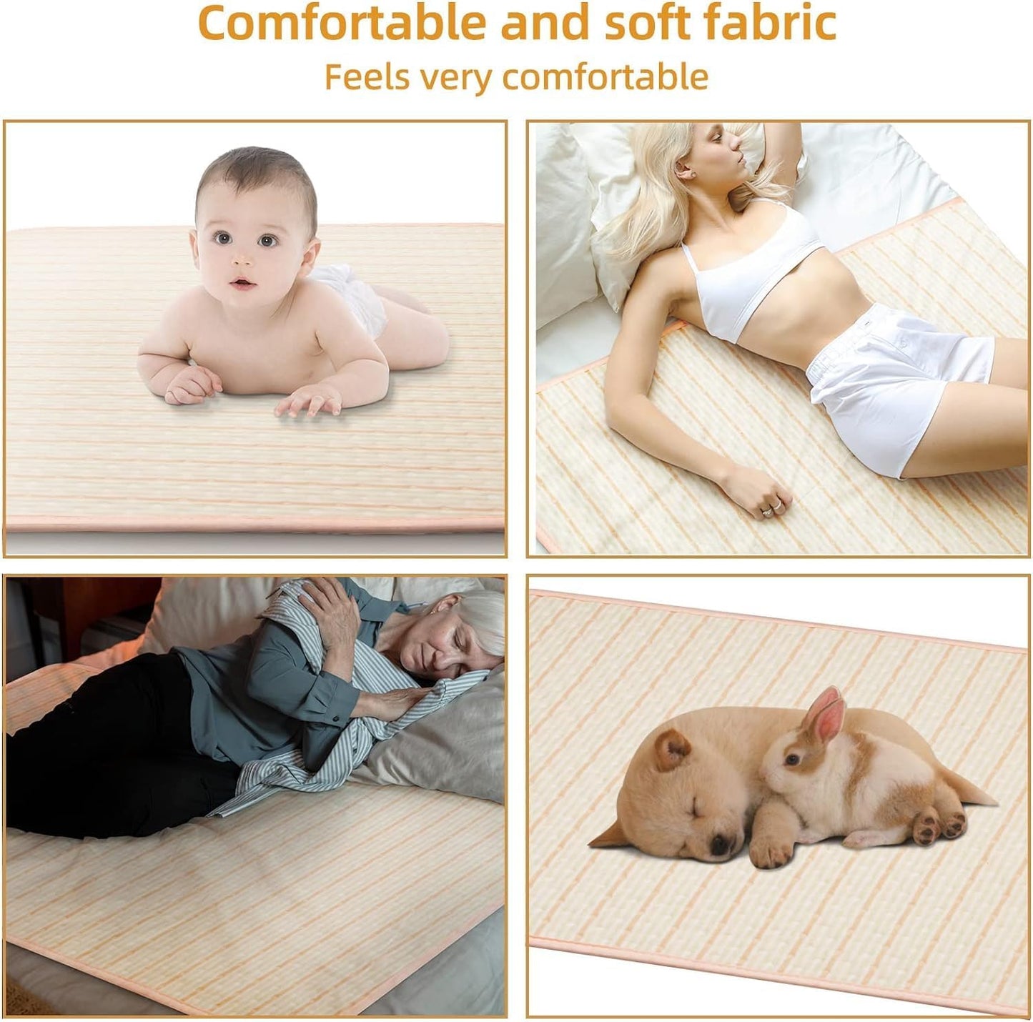Skiennix Bed Pads for Incontinence - Large 40"x55" Washable Waterproof Underpad for Adults & Pets - Soft Beige