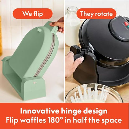 Bella Flip-N-Store Waffle Maker - EverGood™ Ceramic Nonstick Coating, 1000 Watt, Seaglass, Compact Design