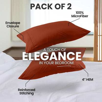 Utopia Bedding Queen Pillow Cases | Soft Brushed Microfiber - 2 Pack, Envelope Closure, 20 x 30 Inches (Orange)