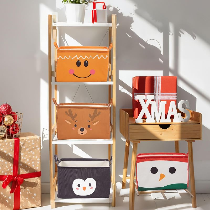 6 Pcs Large Christmas Storage Baskets with Handles 15 x 10.2 x 8.7 in