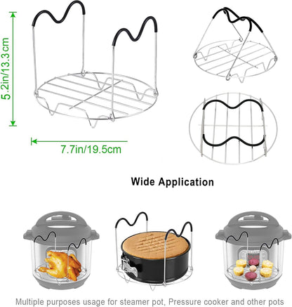 ROTTAY Silicone Egg Bites Molds - 7-Piece Set with Steamer Rack & Heat-Resistant Handles for Instant Pot