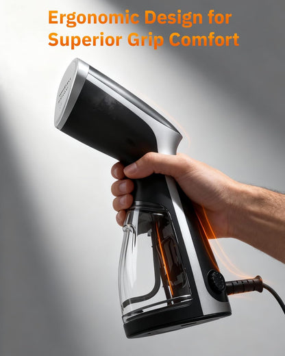 OGHom Portable Handheld Clothes Steamer - 1000W Garment Wrinkle Remover for Home & Travel | Black