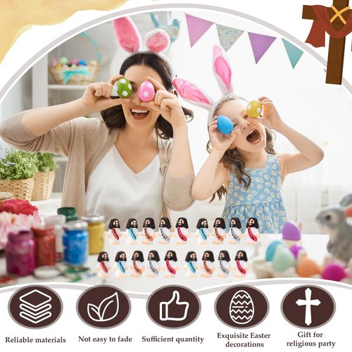 Bememo 50 Pcs Mini Jesus Figures Jesus Loves You Christ Toys Little Christ Figures to Hide and Seek Sunday School Religious Party Favors Gift(Bohemian Color)