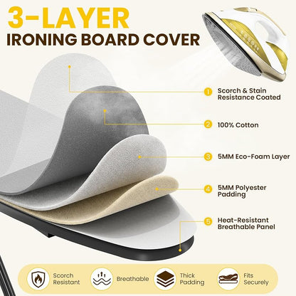 2-in-1 Ironing Board with Iron Rest and Stand – Foldable, Adjustable Height