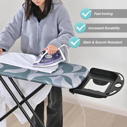 APEXCHASER Foldable Ironing Board - Full Size with Heat Resistant Cover & 7-Lever Height Adjustment | 14x54, Blue