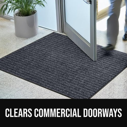 GORILLA GRIP Waterproof Traffic Guard Door Mat, 60x36, Heavy Duty Entryway Mats, Strong Backing Commercial Utility Rugs for Office Hallway, Garage Floor and Home, Low Profile Carpet, Charcoal Gray